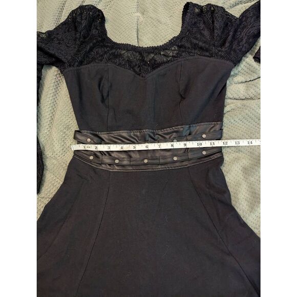 Royal Bones by Daang Women's Small Black Lace Hi Low Steampunk Gothic Dress - Picture 7 of 7